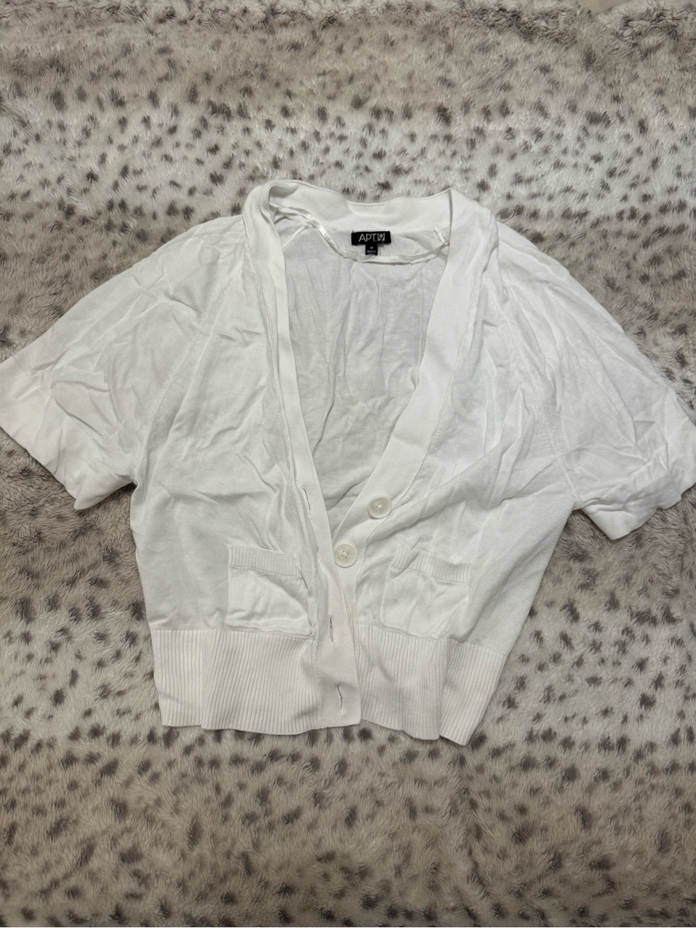 Apt. 9 White Short Sleeve Button Cardigan